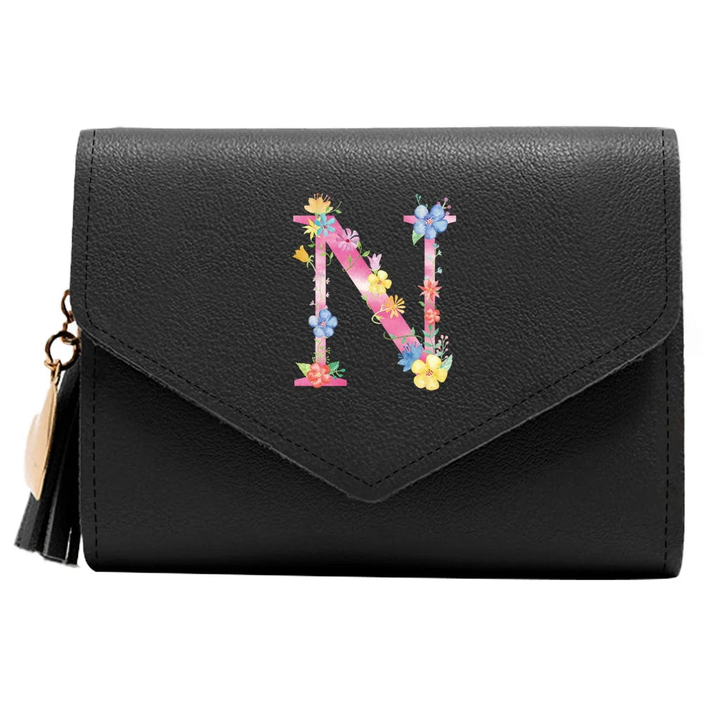 Purse Female Mini Wallet Cute Purse Pink Letter Pattern Slim Wallet RFID Blocking Credit Card Holder Coin Pocket ID Window