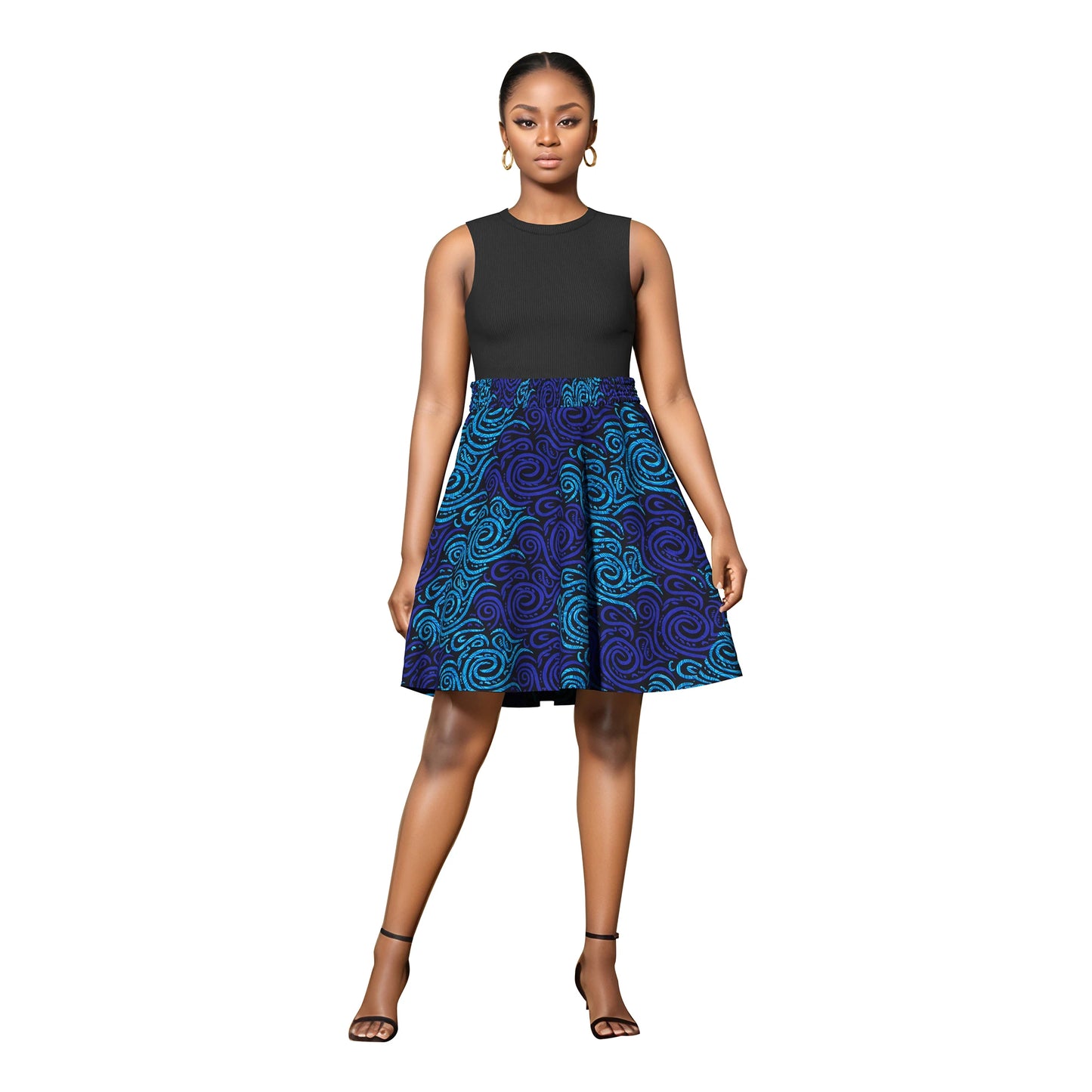 African Women's Skirt Knee Length Stretch High Waist Skirt African Print Ankara Women Lady Traditional Party Clothing WY11051