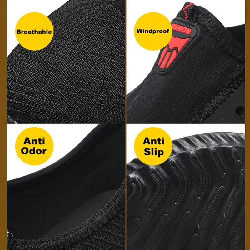 Oulylan Men Breathable Industrial Safety Shoes Wear Resistant Steel Toe Work Sneakers Lightweight Anti-smash Protection Footwear