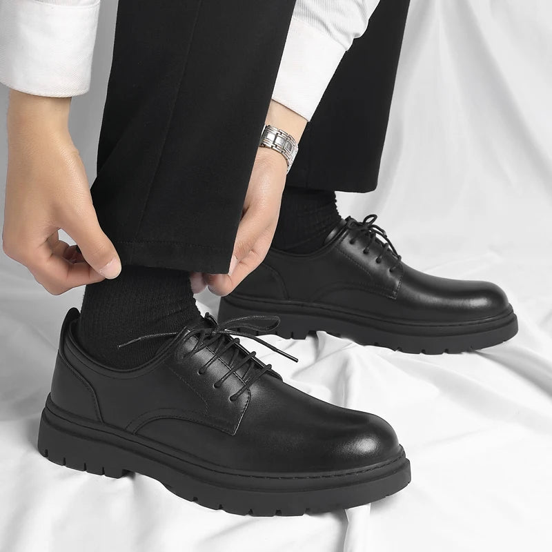 Luxury Leather Male Oxford Shoes Brown Black Mens Dress Shoes New Fashion Round Toe Men's Business Casual Shoes Formal Footwear