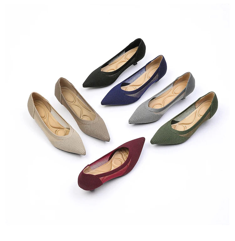 Women's High Heels 2025 New Knitted Breathable Mesh Fine Fashion Comfortable Lightweight Shoes Spring and Autumn