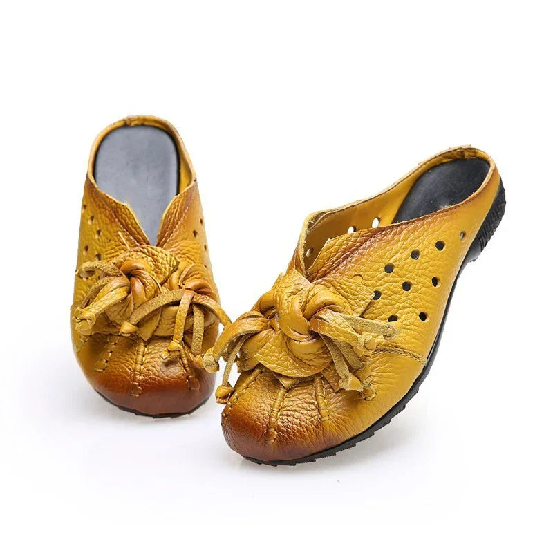 CEYANEAONew national wind fashion women's sandals summer retro skeleton hollow leather shoes selling handmade flowerscasualshoes