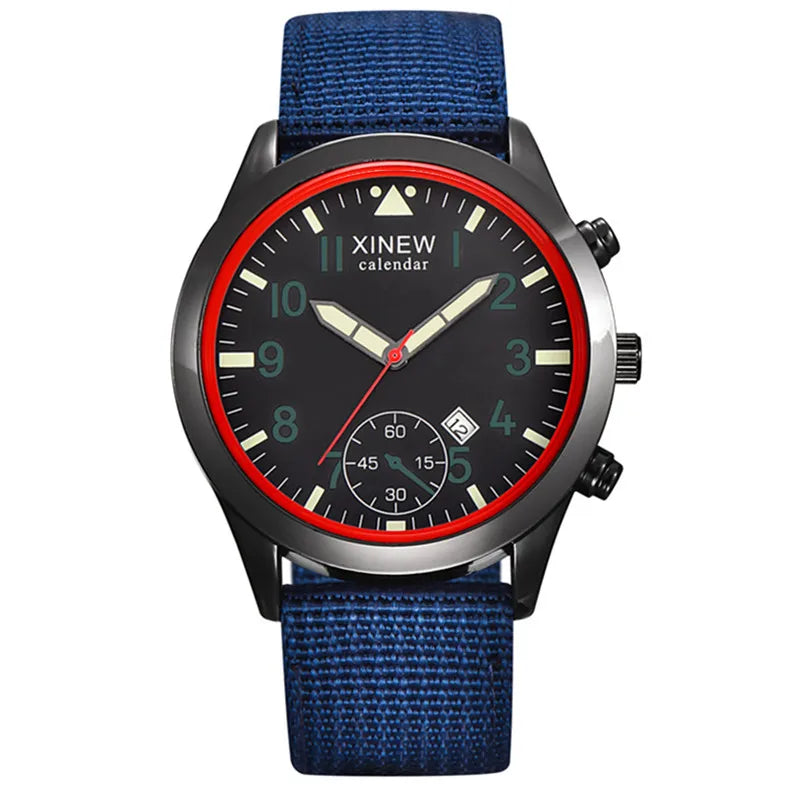 XINEW Cheap Brand Watches For Men Students Fashion Simple Leather Band Army Sports Date Quartz Watch Relogios Masculinos 2024