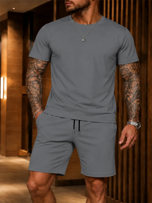 2026 New Men's Sportswear Short Sleeved T-shirt and Sports Shorts Summer Casual Jogging Pants Set Men's Two-piece Set