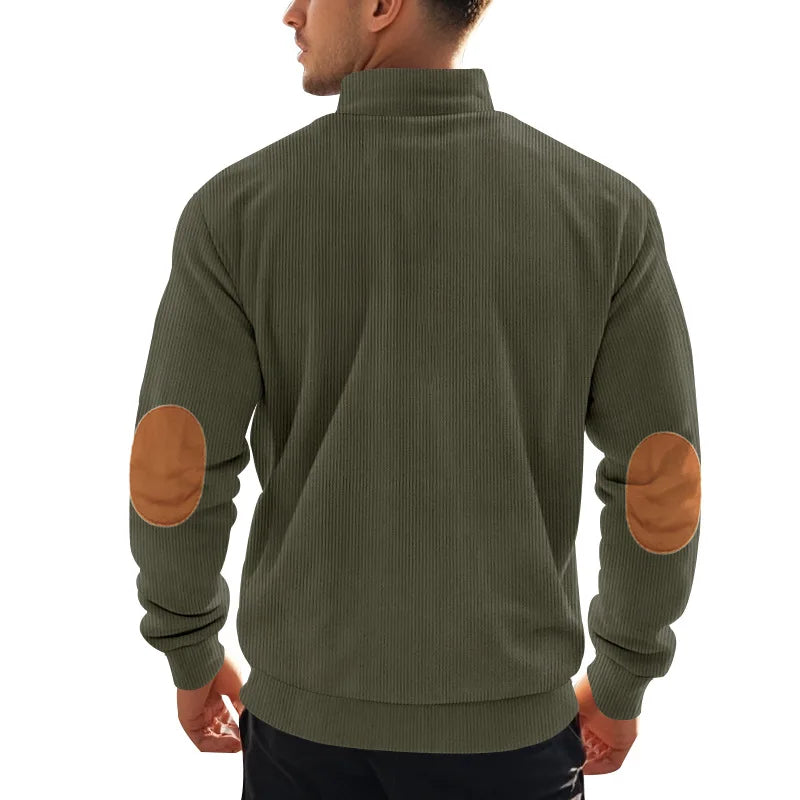 spring autumn new men's fleece sweatshirt stand-up collar half zipper pullover long sleeve sweatshirt corduroy trend men's tops