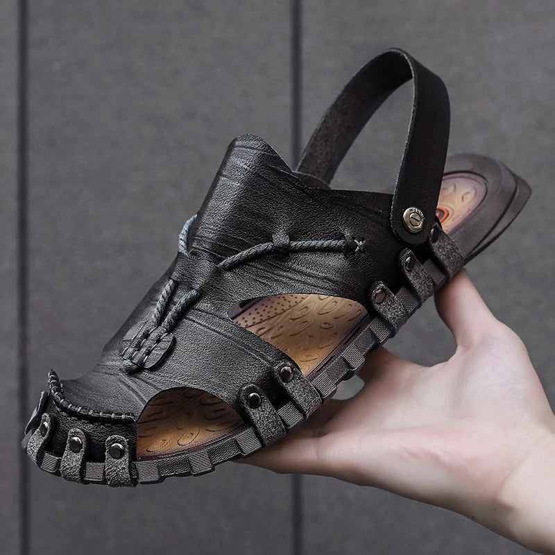 Summer Handmade Leather Sandals for Fashion Men Casual Shoes Comfortable Slippers