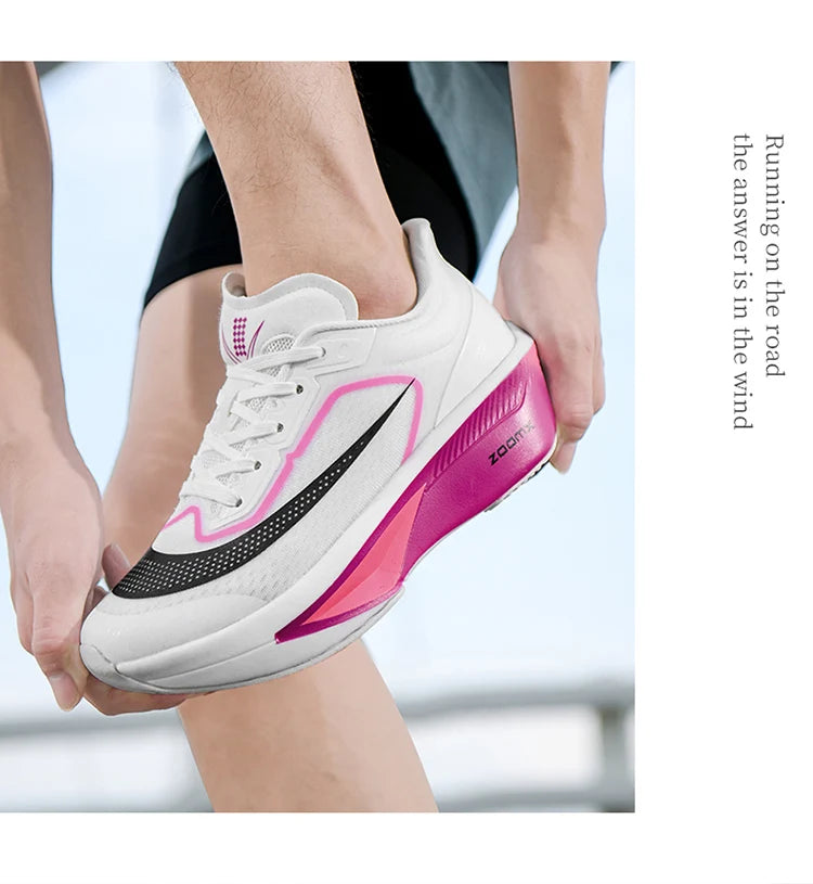 Brand Men's Carbon Plate Running Shoes Soft Cushion Shock Absorbing Sports Shoes Unisex Sneakers Light Anti-Slip Training Shoes