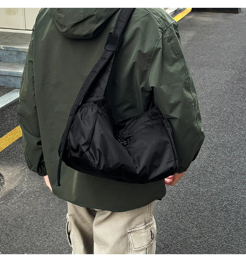 Outdoor Portable Crossbody Bags for Men and Women Commuter Waterproof Youth Shoulder Bag Solid Color Lightweight Female Tote