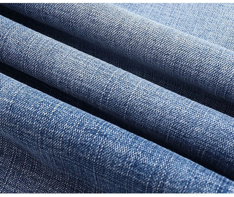 Classic Summer Men's Thin Stretch Fit Jeans Business Casual Slim Fit Denim Pants Soft Fabric High Quality Straight Leg Trousers
