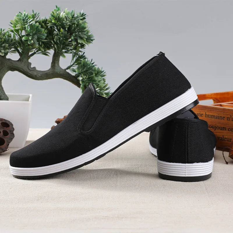 Beijing Men's Cloth Shoes New Style Work Shoes Rubber Sole Black Cloth Shoes One Step Work Shoes round Toe Breathable Wear Re...