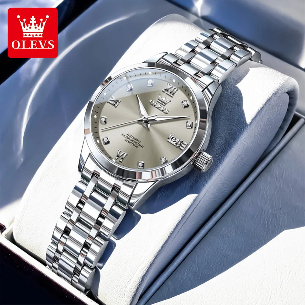 OLEVS 9946 Automatic Woman Watch Fashion Simplicity Ladies Watches Auto Date Waterproof Luminous Women's Mechanical Wristwatches