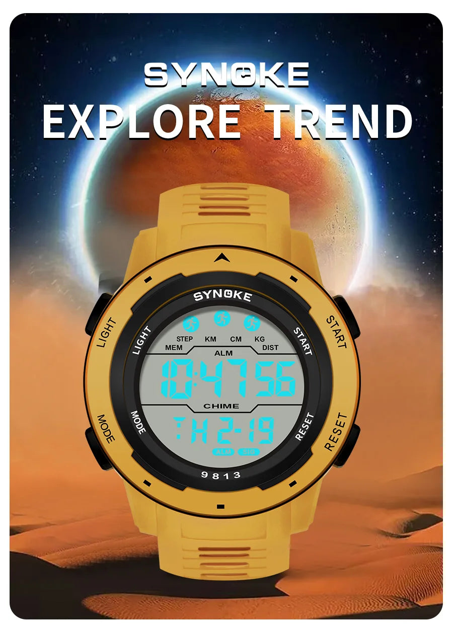 Men Digital Watch Sports Watches Timing Function Alarm Clock Waterproof 50M Digital Watch Military Clock Large Screen