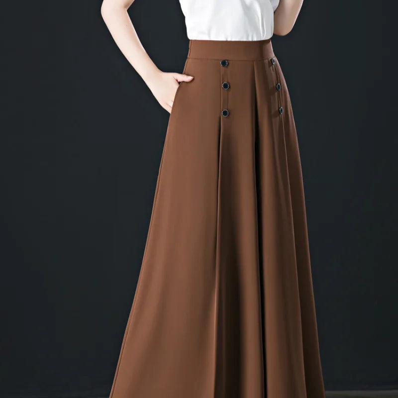 Women's Nine Loose Skirt Pants Draped Wide Leg Pants Spring Cool High Waist Slim Fashion Big Leg Pants Street Lounge Trousers