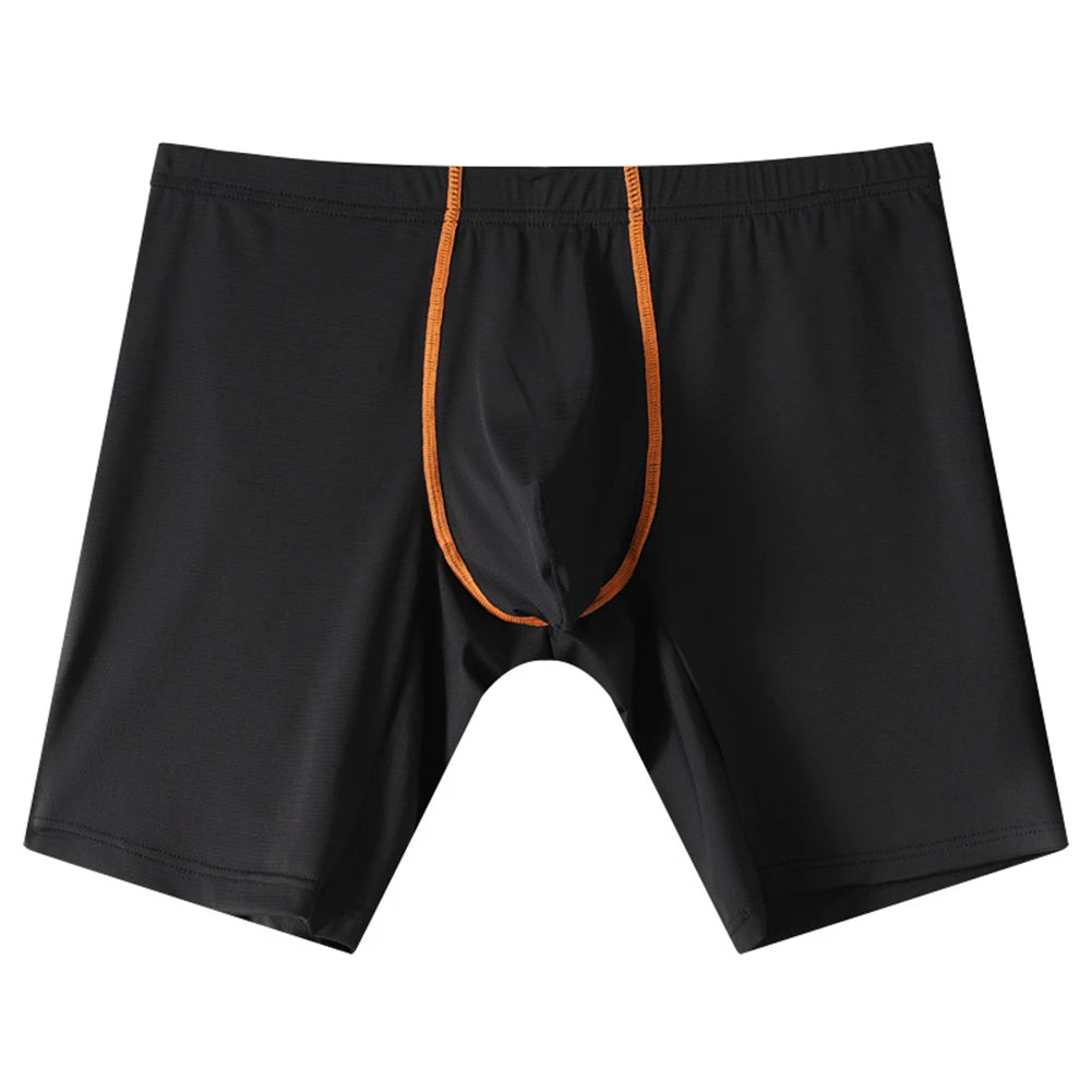 Mens Ice Silk Underwear Lengthened Sexy Lingerie Soft Boxer Briefs Casual Underpants Men Sports Solid Color 5Color Men's Panties