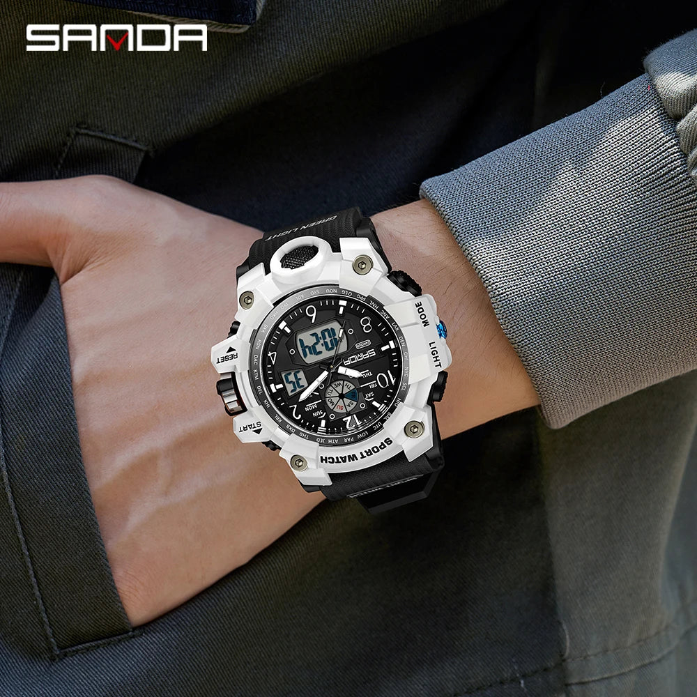 SANDA 3169 Top Brand Sports Men's Watches Military Quartz Watch Man Waterproof Wristwatch for Men Clock shock relogios masculino
