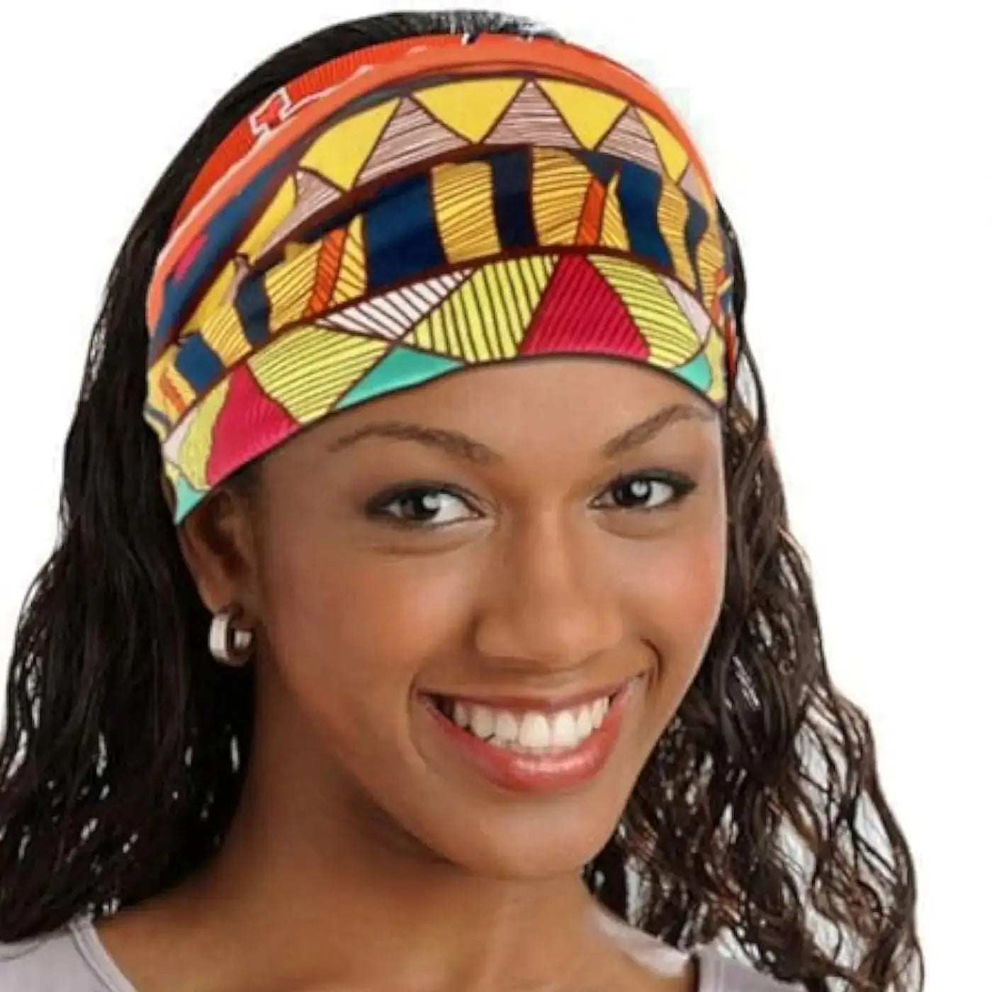 African Headbands Bohemian Headscarves Retro Printed Stretch Headscarf Sports Yoga Headbands with Wide Brim