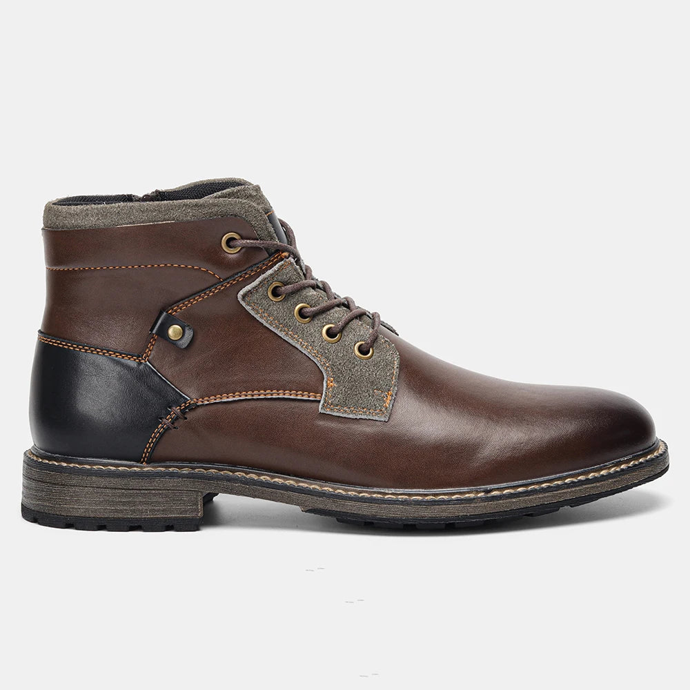 Dark Brown Men boots Spring British Style Leather Boots Retro Men Ankle Boots