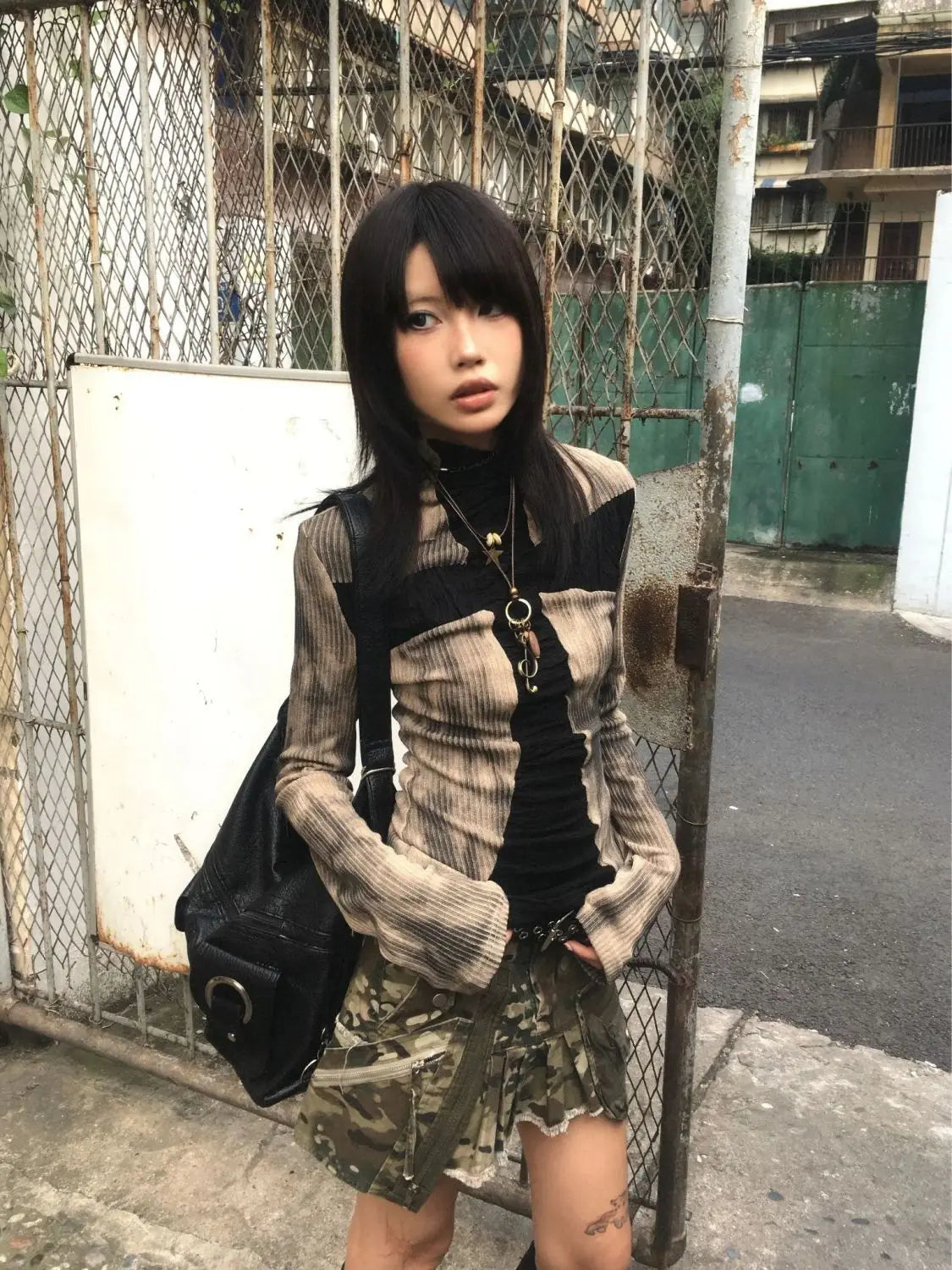Genayooa Vintage T Shirt Women Patchwork Long Sleeve Skinny Tee Tops Streetwear Y2k Aesthetic Grunge Tops Tie Dye Tee Tops 2000s