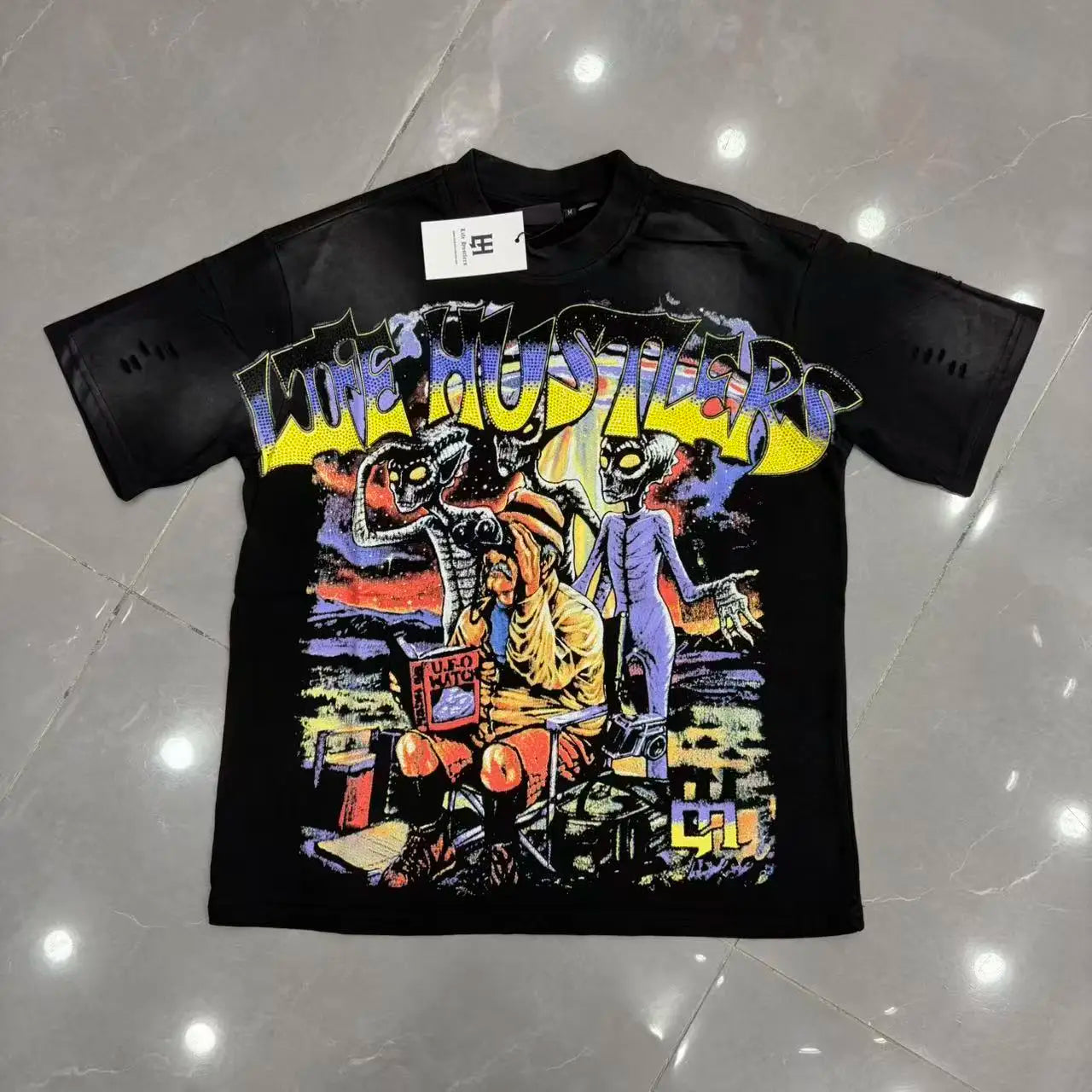 New fashion brand LIFE HUSTLERS Y2K hot stamping hole Men Women T-shirt Streetwear 100% Cotton Loose Round Neck Top Tees