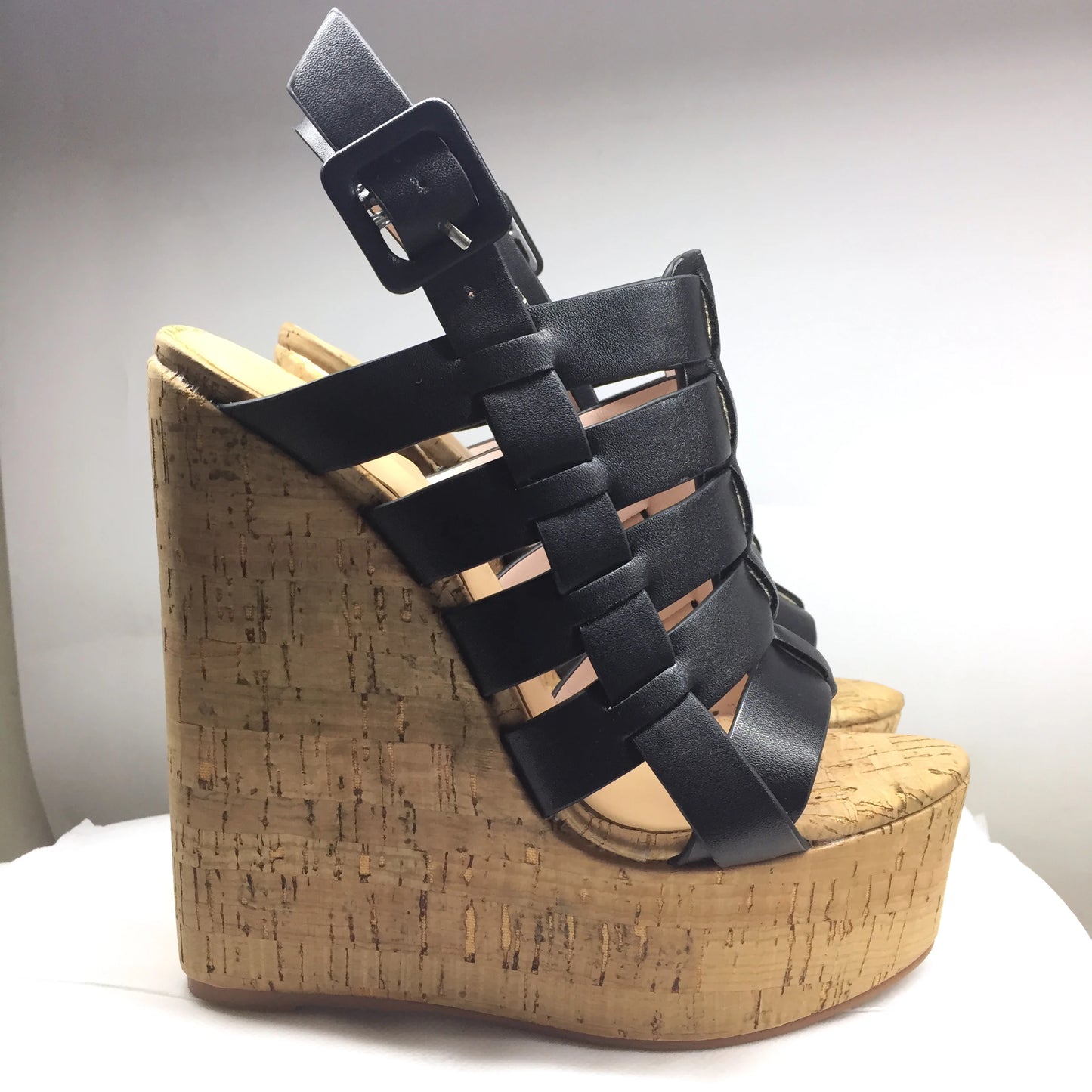 Women’s Cork Wedge Slingback Sandals – Peep Toe Cross Strap Summer Casual Shoes, Comfortable
