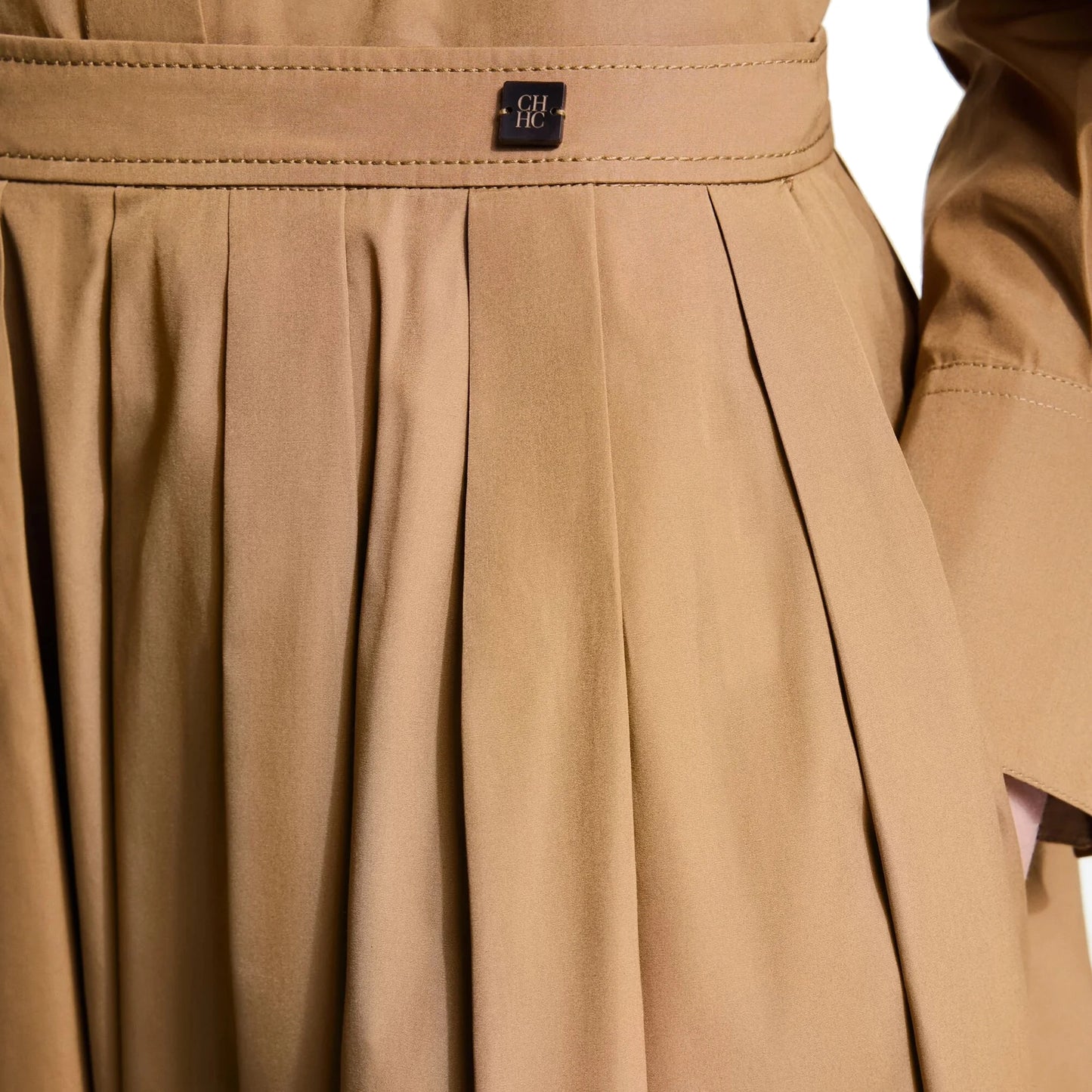 Women Embroidery A Line Pleated Skirt Set With Long Sleeve Shirt Office Wear