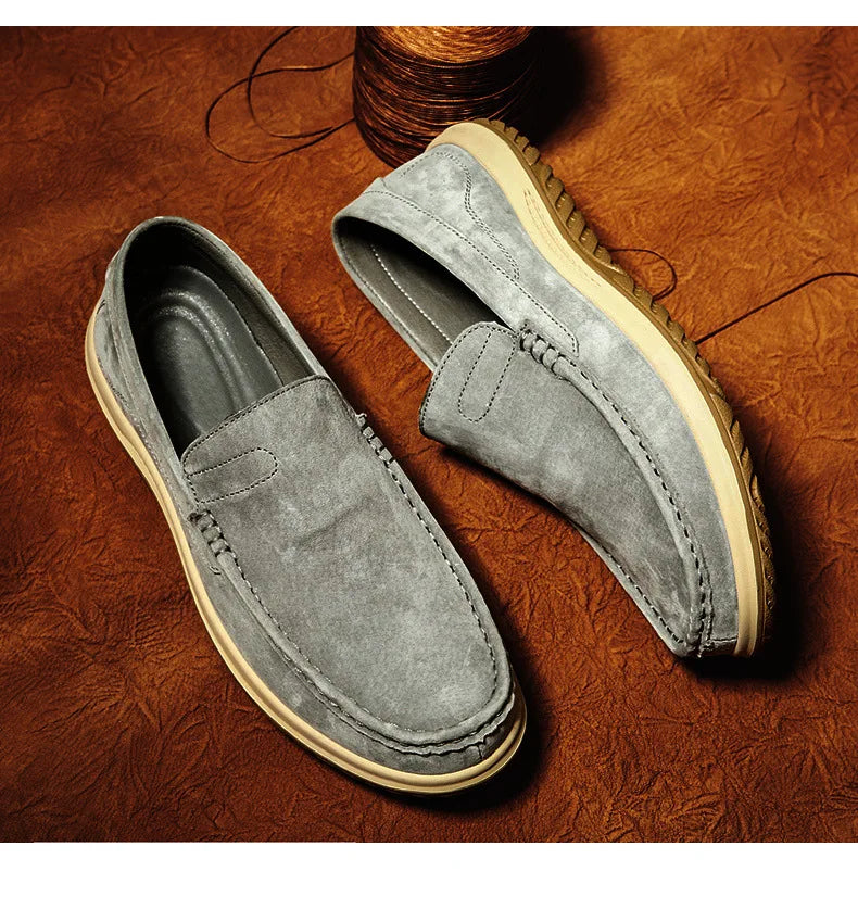 Men's Suede Casual Leather Shoes Fashionable Breathable Comfortable Driving Shoes Men Shoes