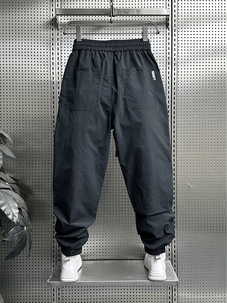 Summer Fashion New Men Breathable Casual Trousers Loose Tying Feet Versatile Simple Solid Color Harem Pants