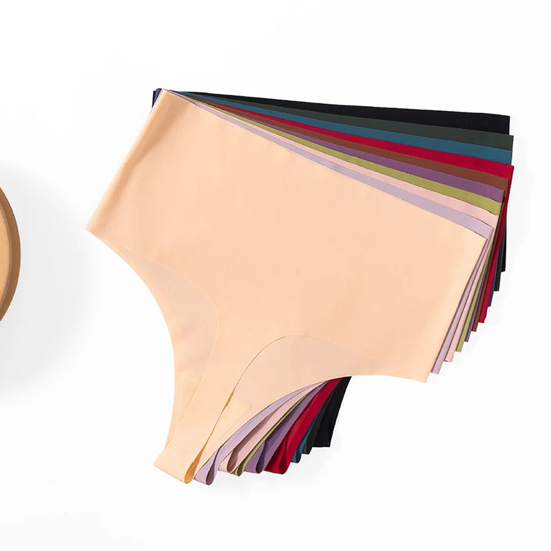 BZEL High Waist Women's Panties Seamless Thongs Silk Satin Plus Size Female Underwear Sexy Lingerie Fashion G-Strings Hot T-Back