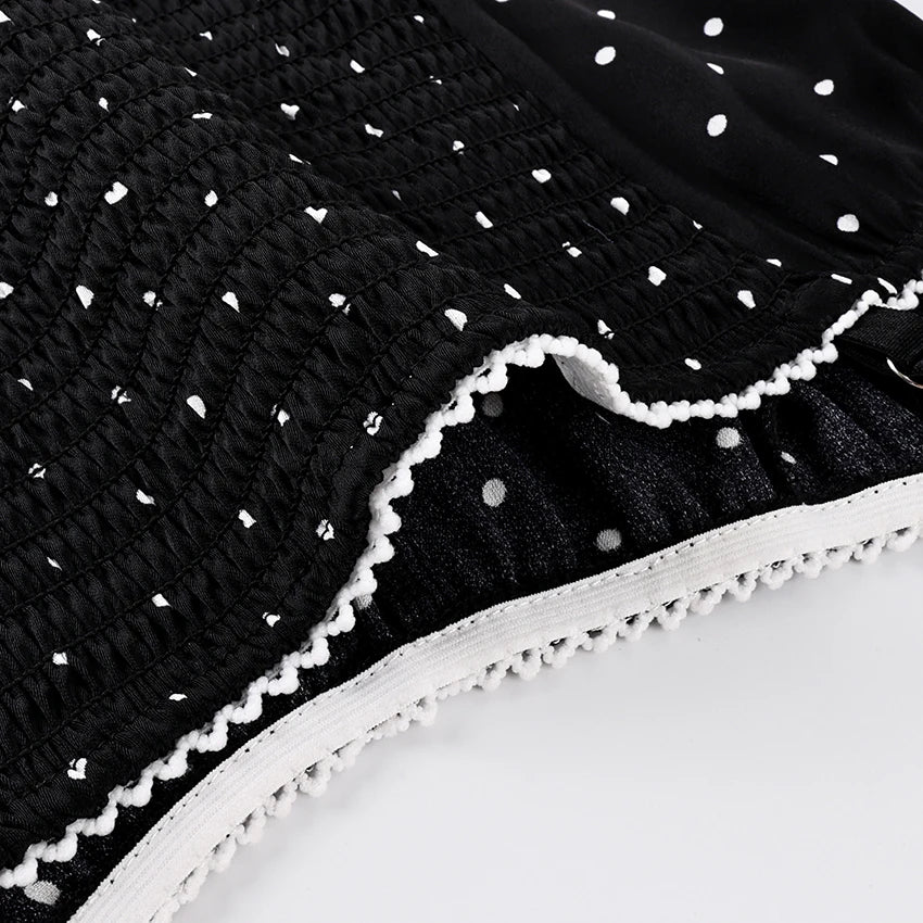 Backless Polka Dot Satin Tank Top Women Spaghetti Strap Lace Camisole Summer