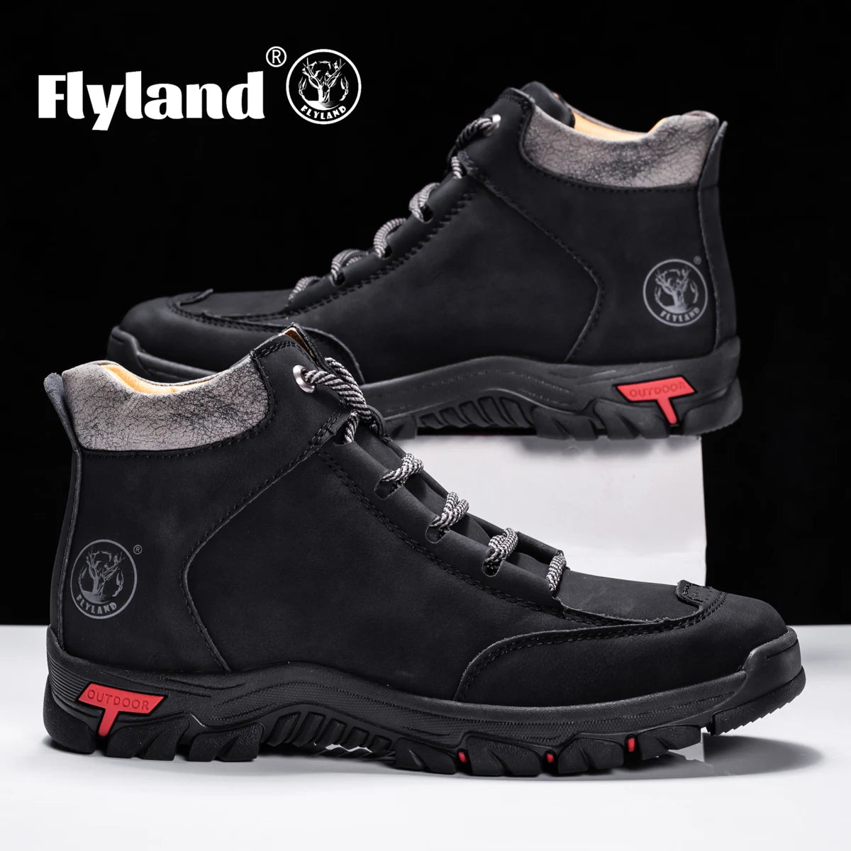 FLYLAND Men's Vintage Chukka Boots Top Layer Cowhide Leather Casual Work Office Shoes Fashion Classical Design