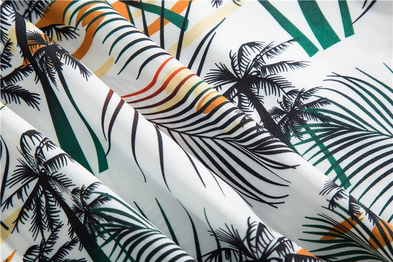 Men's Hawaiian Polyester Summer Short Sleeve Shirt Tropical Leaf 3D Pattern Printing Beach Male Shirts Casual Blouse For Men