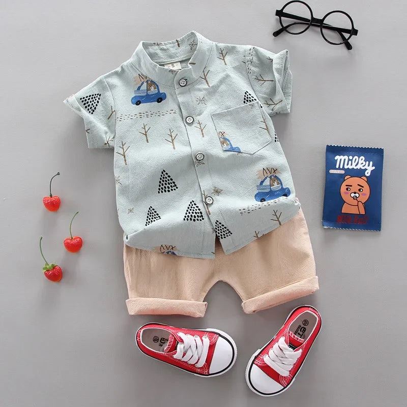 2024 Summer Casual Clothes Fashion Baby Boy's Suit Set Top Shorts 2PCS Baby Clothing Set For Boys Infant Suits Kids Clothes