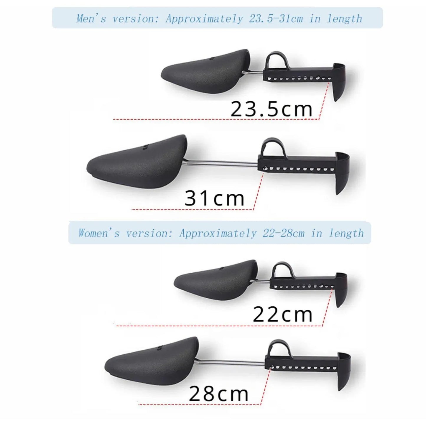 1Pair Practical Adjustable Length Men madam Shoe Tree Shoe Stretcher Boot Holder Shaper Support (Black Color)