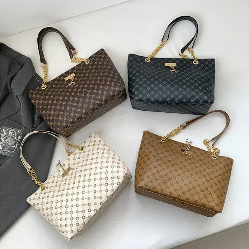 Presbyopic Handbag Luxury Design Large Capacity Handbag Women Fashion Printing Shoulder Bag Trendy Shopping Bag With Pendant