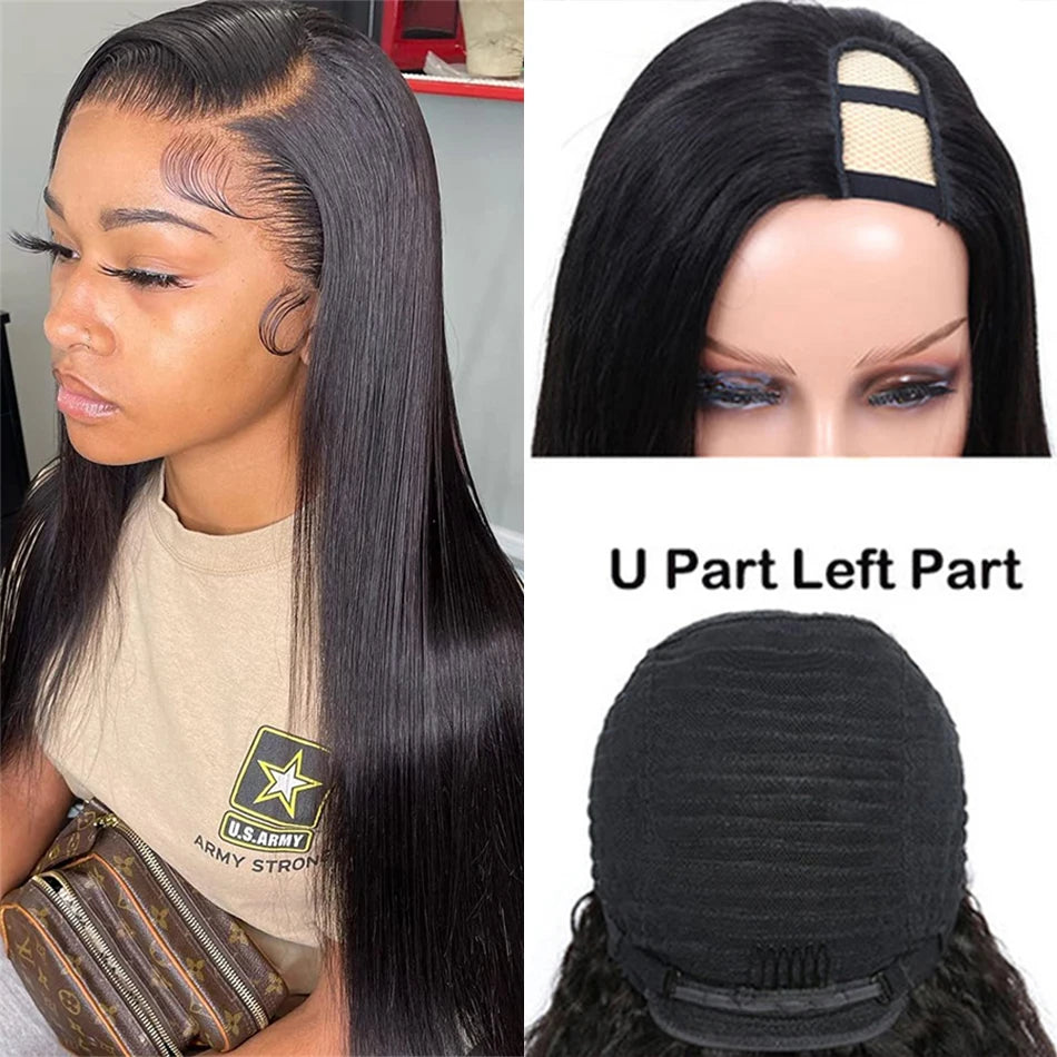 Straight Wigs Cheap U Part Wig Brazilian Human Hair Wigs For Women Virgin Hair Hot Sale Middle U Shape Wig 200 Density Wholesale
