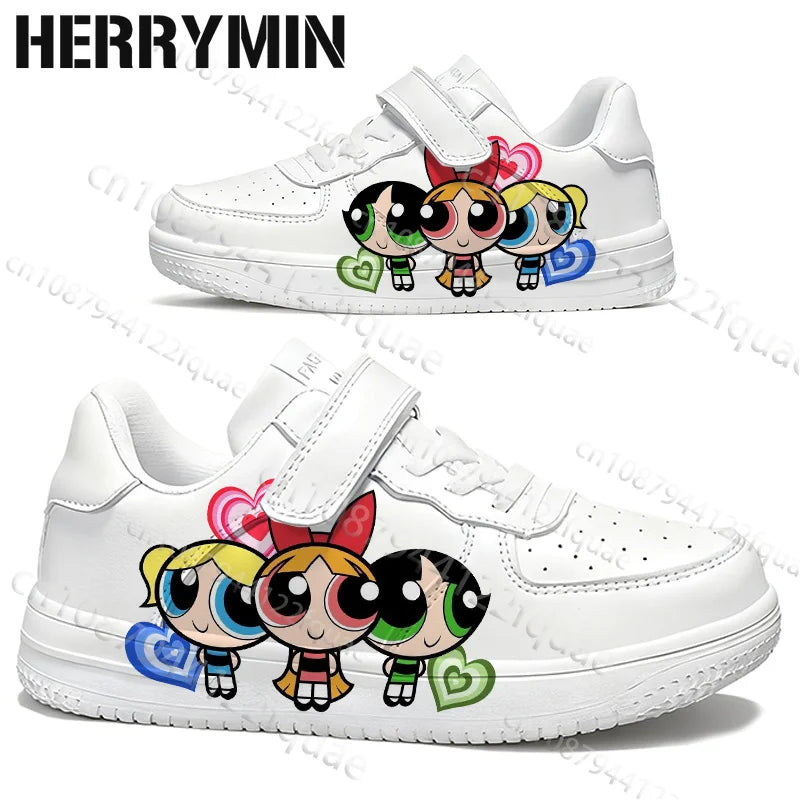 2026 Boys Girls Powerpuff Girls Cartoon 3D Print Parent Child Shoes Woman Simple Four Season Casual Sneaker Size 28-40
