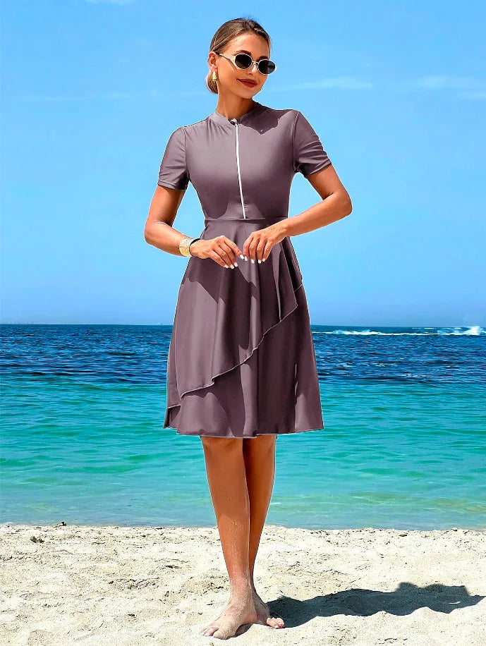 New Cover Ups Sexy Swimsuit Women Summer Bathing Suit Bikini Set Short Sleeve Swimwear Women Beach Swimming Suit For Female