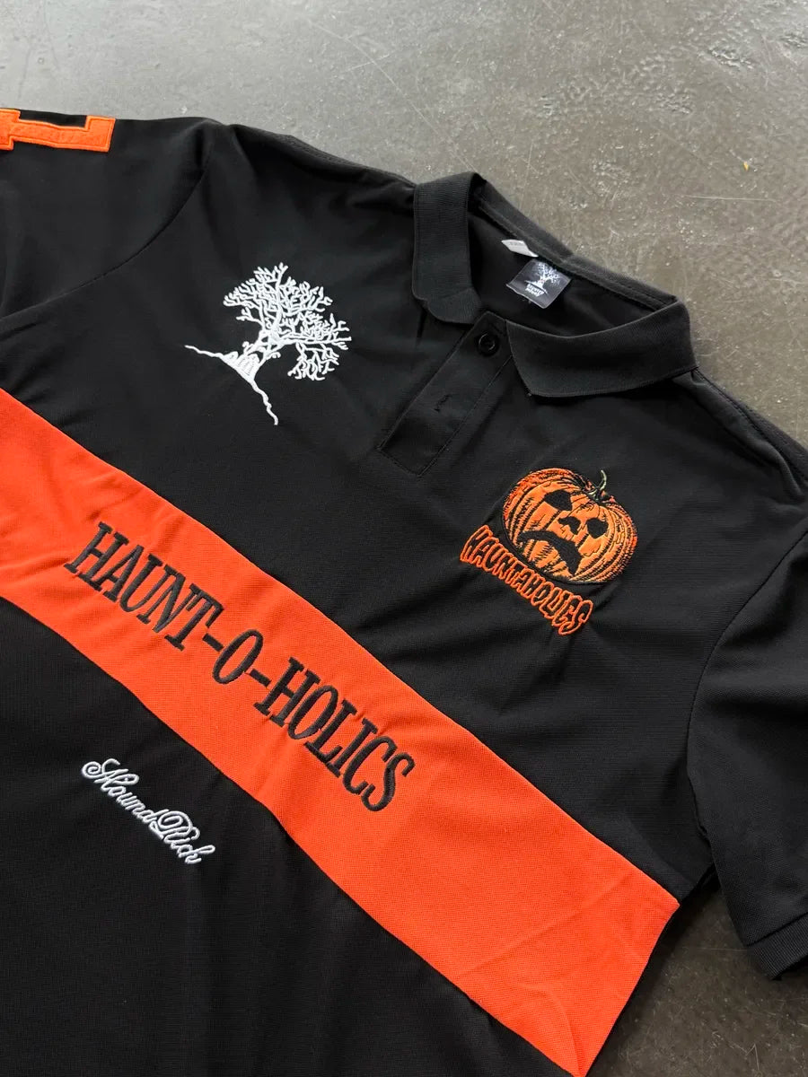 Футболка Поло Haunted Mound Hauntaholics Sematary Y2k Tshirt Mens Pumpkin Head Embroidered Oversized T Shirt Short Sleeved Tops