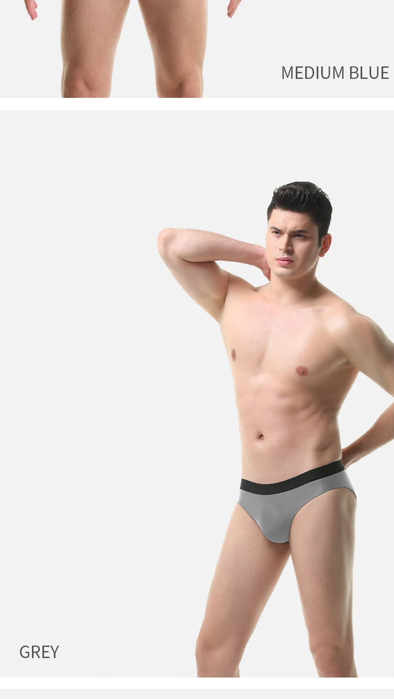 5pc Men's underwear Men's ice silk seamless breathable ultra-thin briefs summer ice soft and comfortable boys underpants