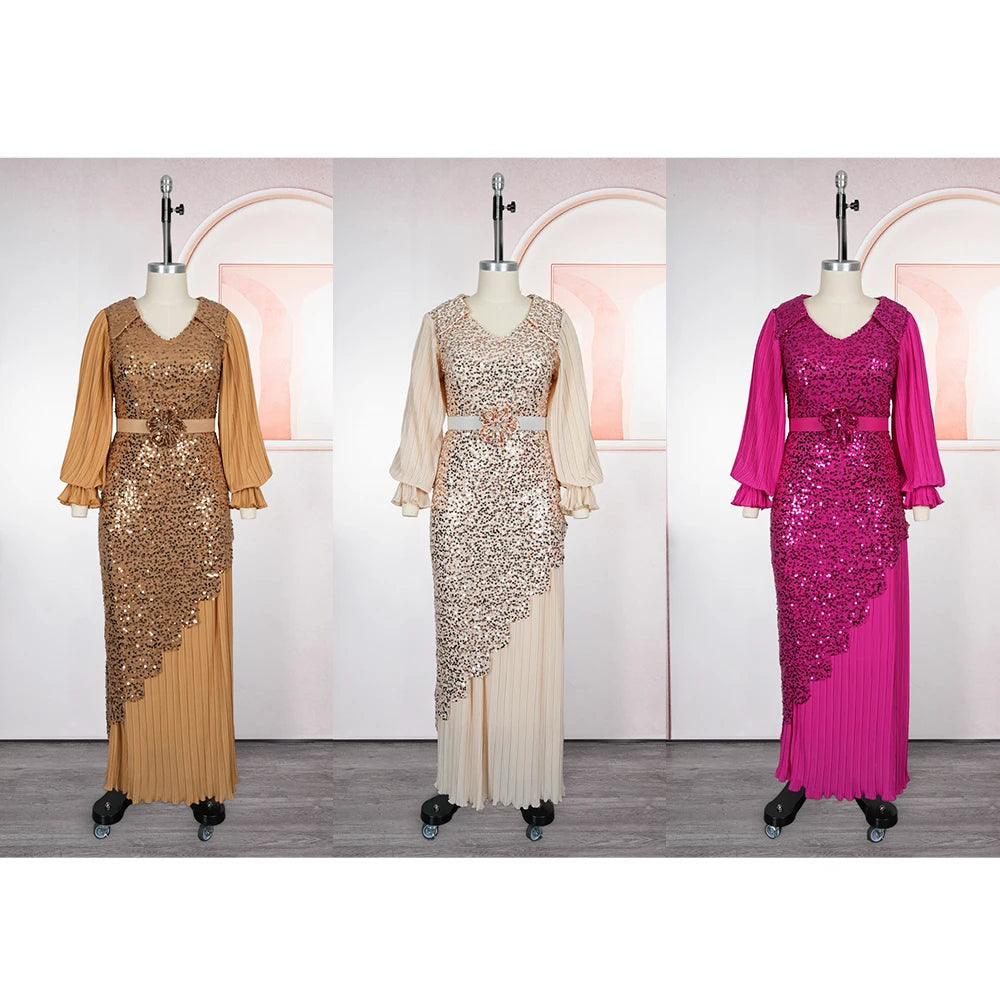 H&D 2026 Fashion African Party Dresses For Women Dubai Ankara Wedding Evening Gown Plus Size Elegant Turkey Muslim Maxi Dress