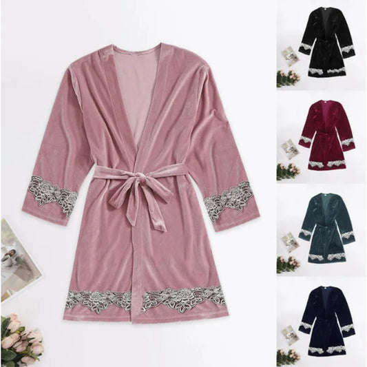 New Style European and American Sexy Multicolor Loungewear - Fashionable & Comfortable Lace-trimmed Pajamas with Robe