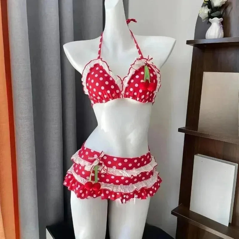 Women Beach Style Bikini Swimwears 2-Piece Tankini Suits Halter V-Neck Tie Cami Top Bodycon Contrast Waistband Swim Beachwear