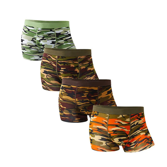 4Pcs/Men's Boxers Camouflage Military Panties Man Sexy Boxer Soft Shorts Underwear Male Army Green Underpants for Men Plus Size