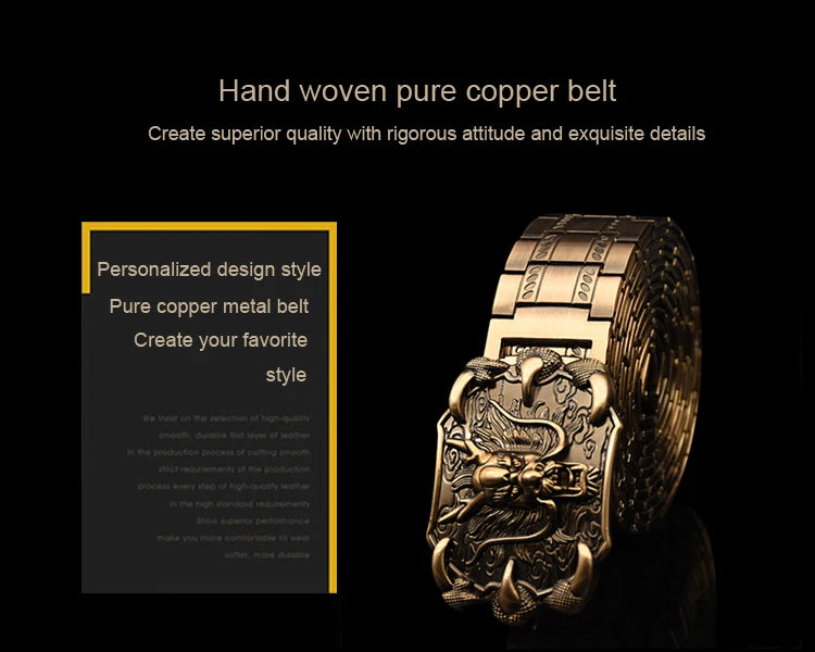Men's belt Stainless steel Belt Retro Dragon metal Belt Gold Color Charm Belt Hip Hop Punk Strap self-defense luxury Belt male BAZAARHUBO