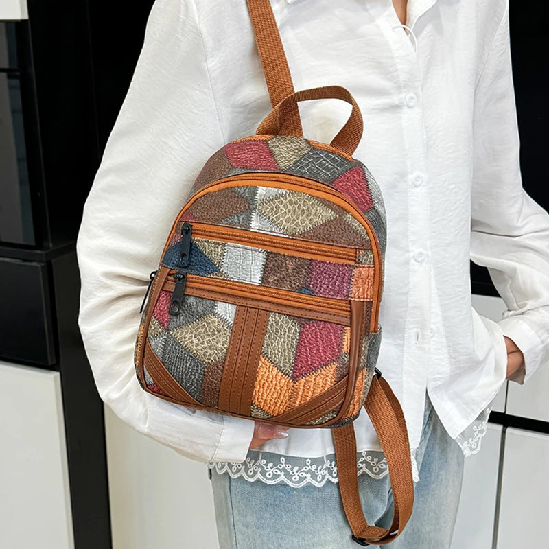 Men's and Women's Durable Shoulder Backpacks - Versatile Patchwork Style Fashion Casual Backpack for Traveling
