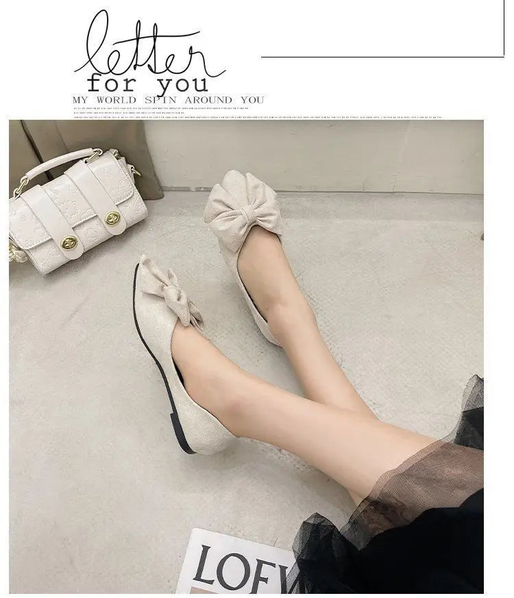 New Spring and Autumn Style Fashionable Comfortable and Versatile Women Shoes Casual Simple Wear-resistant Flat Bottom Bow Shoes
