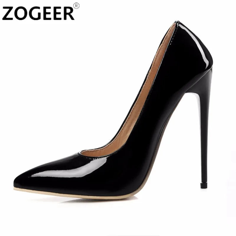 Fashion High Heels Women Pumps Shoes Brand Designer Point Toe Black Red White Nude Heeled Sexy Wedding Party Shoes Lady Big Size
