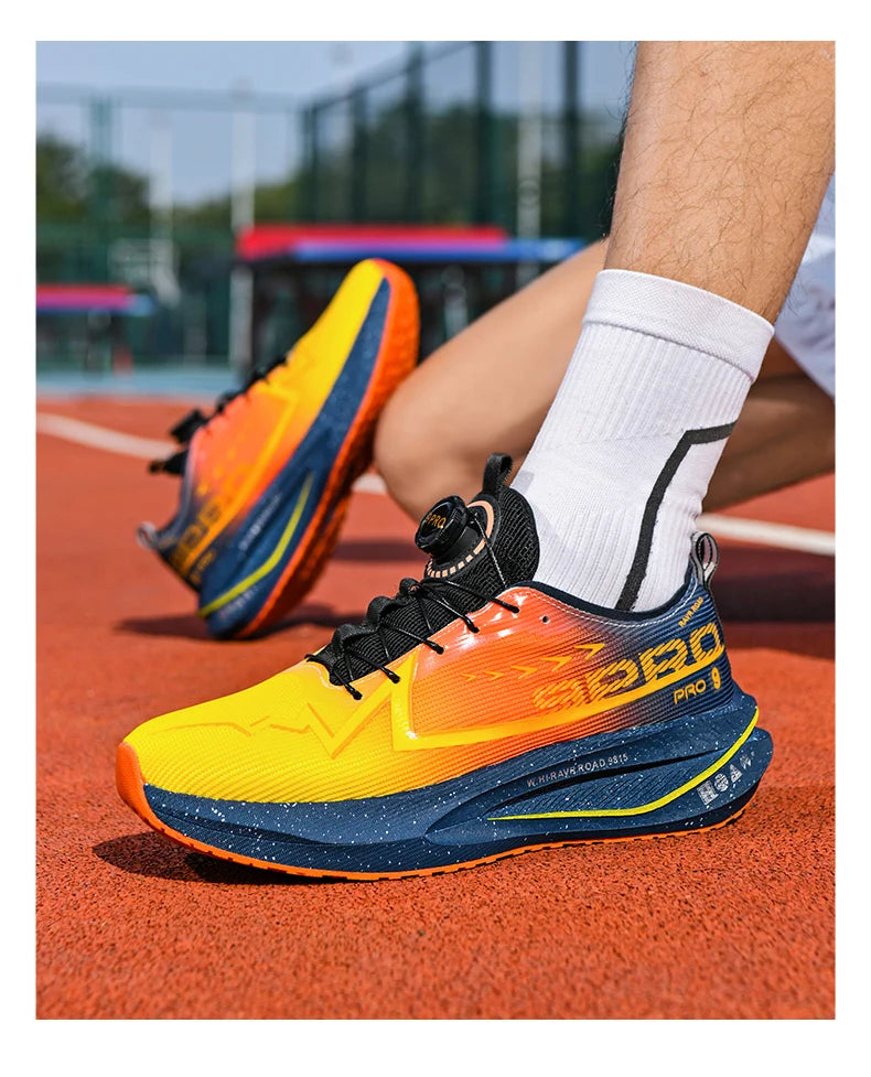 Fluorescence Running Shoes Carbon Board Marathon Men Sports Breathable Lightweight Women's Comfortable Athletic Sneakers Casual