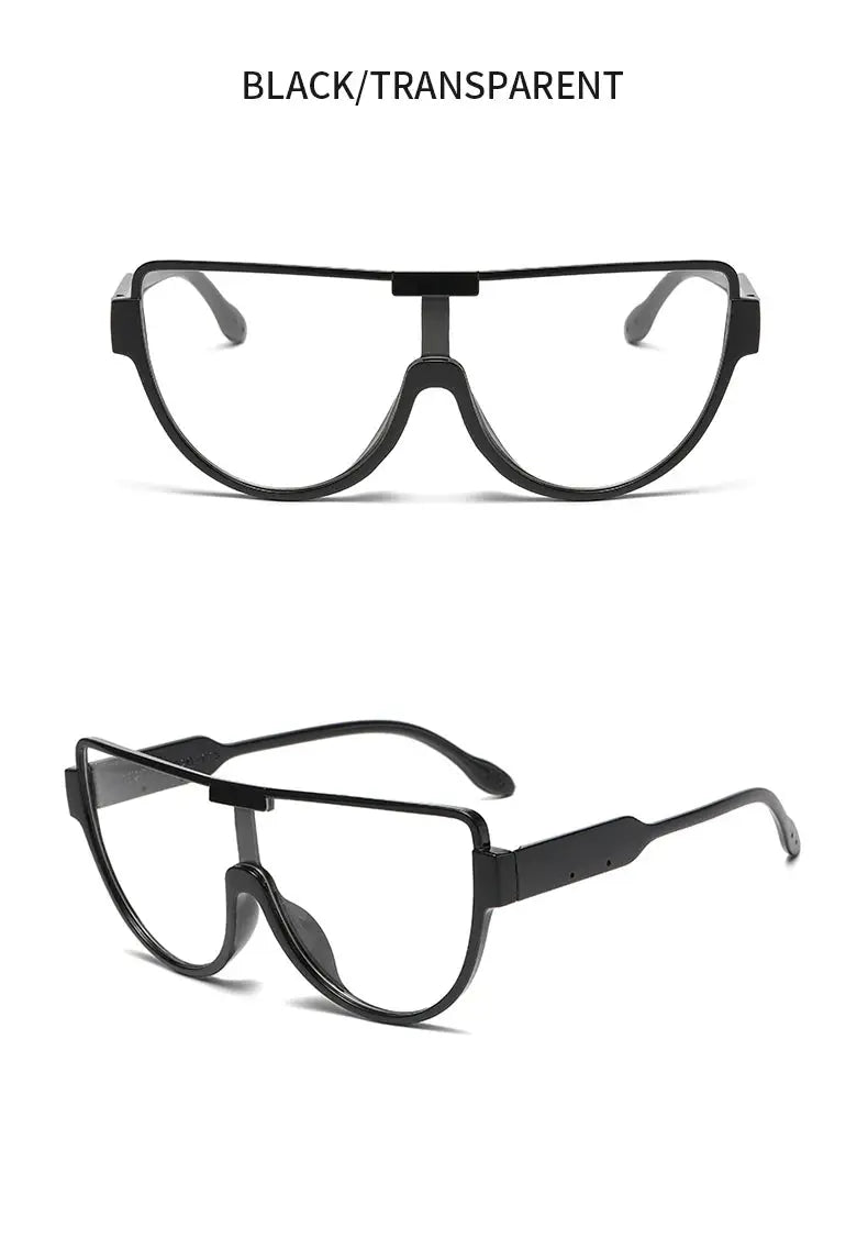 Fashion New Retro Oversized Sunglasses Women Integrated Frame Eyeglasses Punk Style Street Photography Glasses BAZAARHUBO