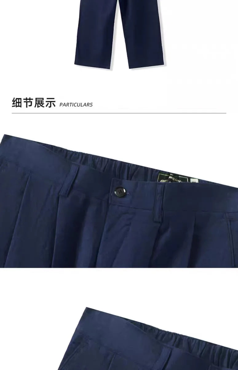 New Men's Cotton Linen Workwear Trousers Draped Wide Leg Pants Light Luxury Leisure Solid Straight Trousers Premium Sweatpants